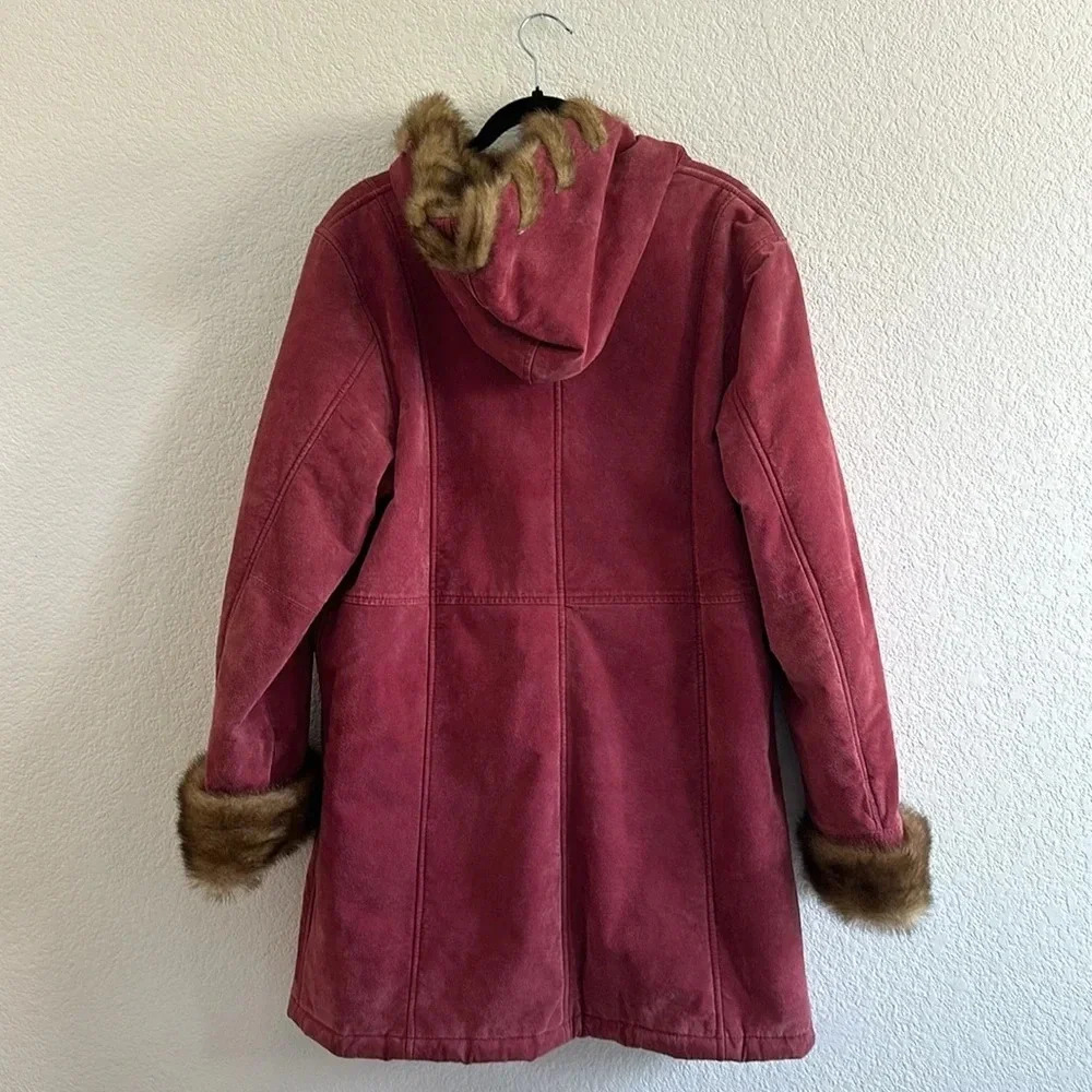 DENNIS BASSO Leather Faux Fur Coat - Picture 4 of 9